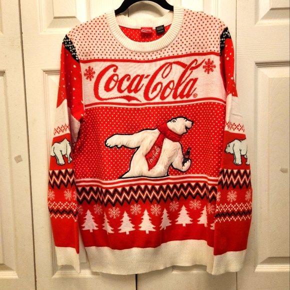 Coca Cola Other - Coca Cola Festive Red and White Crewneck Sweater With Polar Bear